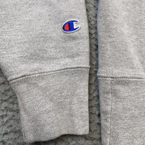 Champion Big Logo Gray Reverse Weave Hoodie Size Medium Heavyweight - Picture 10 of 11